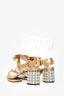 Prada Gold Metallic Bow Embellished Heels Size 36