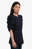 Celine Navy Cotton Ruched Sleeve Top Size 36