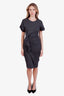 Isabel Marant Etoile Grey Knit Ruffle Detail Short Sleeve Midi Dress Size 34