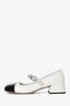 Miu Miu White/Black Patent Leather Mary Jane Pumps Size 37.5