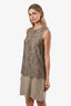 Robe sans manches Dolce & Gabbana marron en tweed avec empiècement en dentelle, taille 42