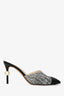 Pre-loved Chanel™ Black/White Tweed Leather Slip-On Mules Size 37