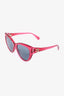 Gucci Pink Acetate Grey Lens Square Sunglasses