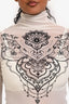D. Exterior Cream/Black Sheer Printed Velvet Turtleneck Top Estimated Size XS