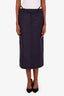 Gucci Navy Mohair Wool Detachable Crystal G Hip Detail Midi Skirt Size 42