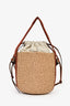 Chloe Brown Straw Leather Horse Medal Crossbody Bucket Bag