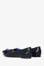 Salvatore Ferragamo Navy Patent Bow Ballerina Flats Size 35.5