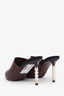 Pre-loved Chanel™ 2020 Burgundy Leather Cap-Toe Interlocking CC Logo Mules Size 37C