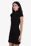 Pre-loved Chanel™ Black Wool Nylon Knit Textured Short Sleeve Mock Neck Mini Dress Size 36