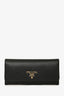 Prada Black Vitello Move Leather Zip Around Wallet