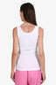 Gucci White/Green Cotton Ribbed Logo Tank Top Size XXS