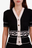Hermès Black/White Cashmere Silk Chaîne d'Ancre Short Sleeve Cardigan Size 34