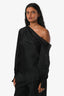 Jonathan Simkhai Black Satin Off-Shoulder Long Sleeve Blouse Size XS