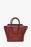 Celine Burgundy Leather Luggage Micro Tote Bag