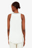 Brunello Cucinelli Cream Silk Vneck Silver Monili Bead Sleeveless Top XS