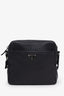 Prada Black Pebbled Leather Double Zip Square Crossbody Bag