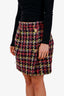 Versace Pink/Multicolour Tweed Check Medusa Mini Skirt Size 42