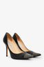 Jimmy Choo Black Leather Studded Toe Heels Size 38