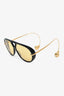 Bottega Veneta Black/Yellow Aviator Sunglasses with Gold Drop Detail