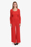Max Mara Red Ribbed Pantsuit and Cardigan Set Size M
