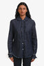 Sibel Saral Dark Blue Denim Ruffled Button Down Shirt Size S