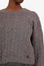 Maje Grey Wool-Blend Cable Knit Cropped Sweater Size 2