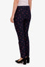 Pantalon Gucci en coton et laine bleu marine à broderie florale Taille 40