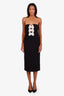 Rebecca Vallance Black Pearl Embellished 'Veronica' Strapless Midi Dress Size 6