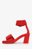 Comme des Garçons Red Leather Bow Ankle Strap Sandals Size 36.5