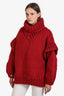 MUMS Red Cable Knit Turtleneck Chunky Sweater One Size