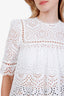 Zimmermann White Cotton Eyelet Short Sleeve Top Size 2