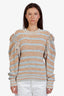 Ulla Johnson Orange/Blue Cotton Striped Fringe Sweater Size M