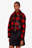 Veronica Beard Red/Black Plaid 'Benni' Moto Jacket Size XS