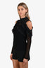 Self-Portrait Black Cutout Ruffled Organza-Trimmed Guipure Lace Top Size 10