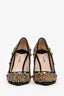 Miu Miu Black Suede Multicoloured Crystal Embellished Heels Size 38