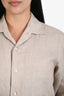 Loro Piana Beige Linen Flax Button Down Long Sleeve Shirt Size M