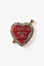 Pre-loved Chanel™ 2010 Gold Tone Metal Red Enamel Coco Heart Earrings