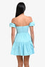 Staud Blue Cotton Ruffle Short Sleeve Mini Dress Size 0