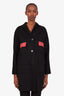 Valentino Black Wool Red Studded Leather Detail Coat Size 2