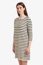 Theory Cream/Black Striped Midi Dress Size S