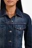 Burberry Dark Denim Wash Distressed Sleeve Jean Jacket Size 4