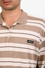 Miu Miu Brown/Cream Cotton Striped Long Sleeve Jersey Polo Size L