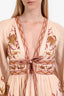 Zimmermann Pink/Yellow Linen Floral Cassia Midi Dress Size 1
