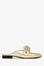 Pre-loved Chanel™ Metallic Gold Leather Padded Chainlock CC Loafers Size 37.5