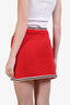 Miu Miu 2021 Red Boucle Mini Skirt Gold Buttons Size 42