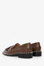 Stuart Weitzman Brown Leather Fringe Pearl Embellished Loafers Size 8