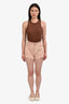 Saint Laurent Pink Denim Frayed Hem Shorts Size 24