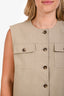 Theory Taupe Linen Blend Trucker Vest Size 10