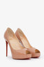 Christian Louboutin Nude Patent Open-Toe Heels Size 36.5