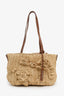 Miu Miu Beige Raffia Floral Tote Bag